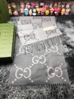 GG cashmere lamé jacquard scarf grey - 图片 7