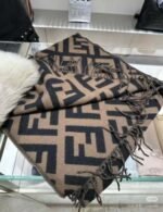 FF Scarf Brown cashmere scarf - 图片 3