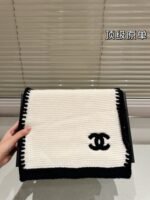 Chanel Cashmere Silk CC Knitted Scarf White - 图片 5