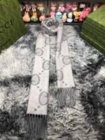 GG cashmere lamé jacquard scarf grey - 图片 4
