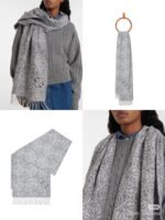 Anagram scarf in wool and cashmere grey - 图片 3