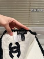 Chanel Cashmere Silk CC Knitted Scarf White - 图片 2