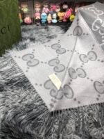 GG cashmere lamé jacquard scarf grey - 图片 5