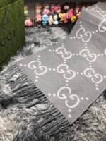 GG cashmere lamé jacquard scarf grey - 图片 11