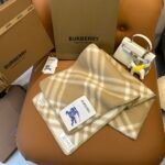 Check Wool Scarf Sand beige - 图片 8
