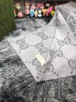 GG cashmere lamé jacquard scarf grey - 图片 6