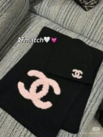 Wool hat and scarf set black - 图片 6