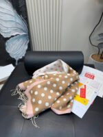 Brown and pink polka dot scarf - 图片 12