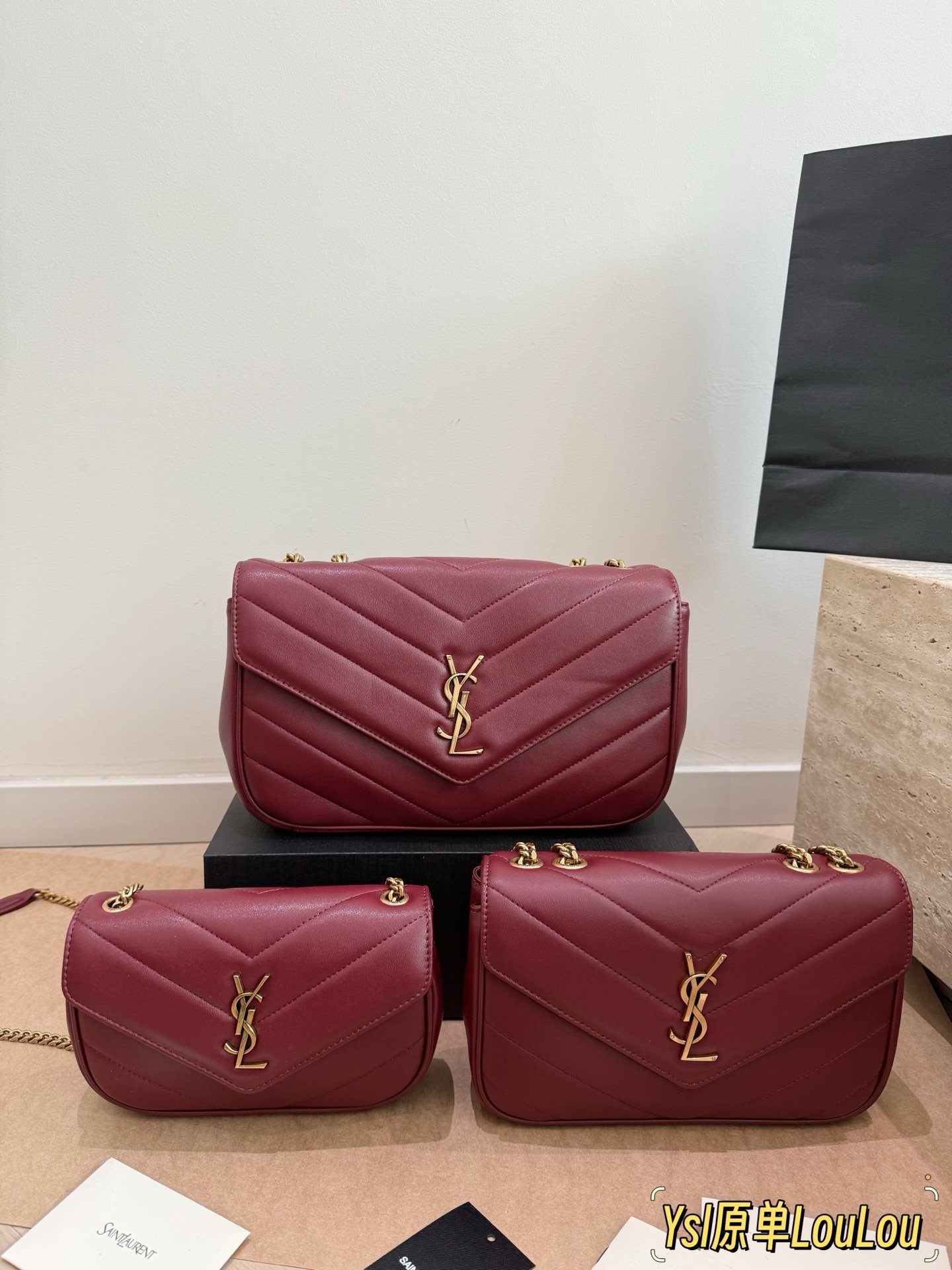 LOULOU in MATELASSÉ lambskin DEEPLY RED