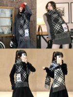 Check Cashmere Scarf black - 图片 5