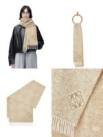 Scarf in wool and cashmere White/Beige - 图片 2
