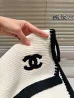 Chanel Cashmere Silk CC Knitted Scarf White - 图片 9