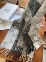 Scarf in wool and cashmere Black/White - 图片 4