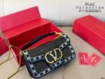 Valentino Garavani Locò Small Shoulder Bag In Laminated Calfskin With Jewel Logo black