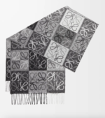 Scarf in wool and cashmere Black/White