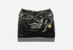 Maxi Shopping Bag   Shiny Calfskin & Gold-Tone Metal  Black